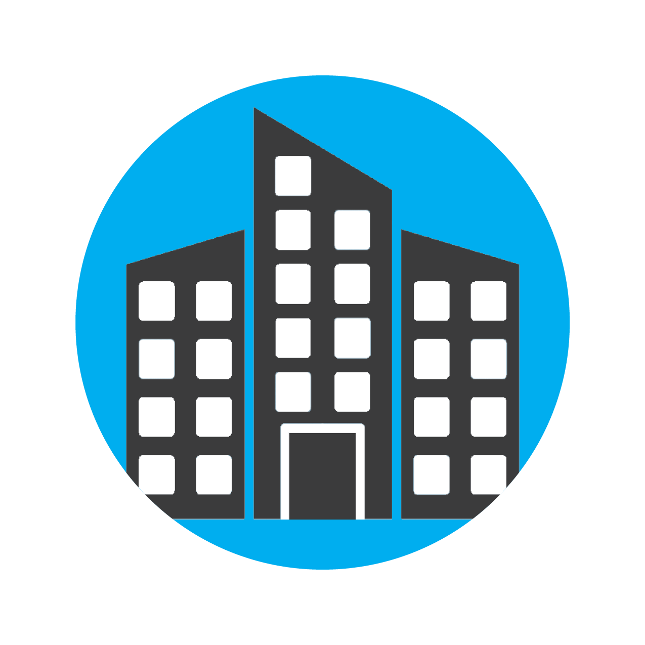 This icon depicts a multi-family housing apartment.